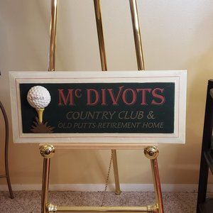 Vintage 3D Golf Sign "McDivots Country Club & Old Putt Retirement Home" in 3-D